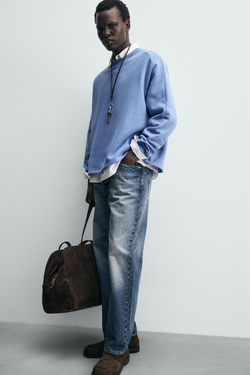 ZARA ТОЛСТОВКА RELAXED FIT, ЯРКО-СИНИЙ