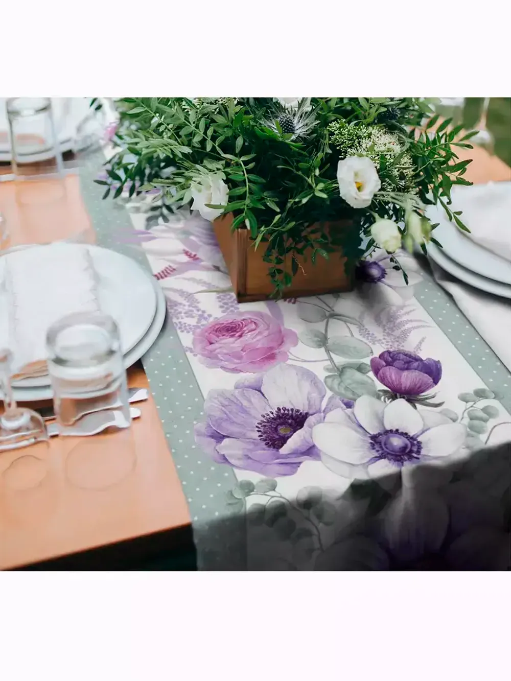 Дорожка декор на стол тканевая Сказка "Виолет" 125х45 рогожка