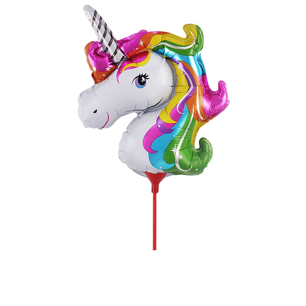 Шар Фольгированный Единорог Радужный на палочке (Ассорти)