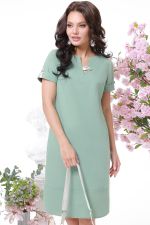 Платье с V-образным вырезом оливкового цвета DStrend (Акция)