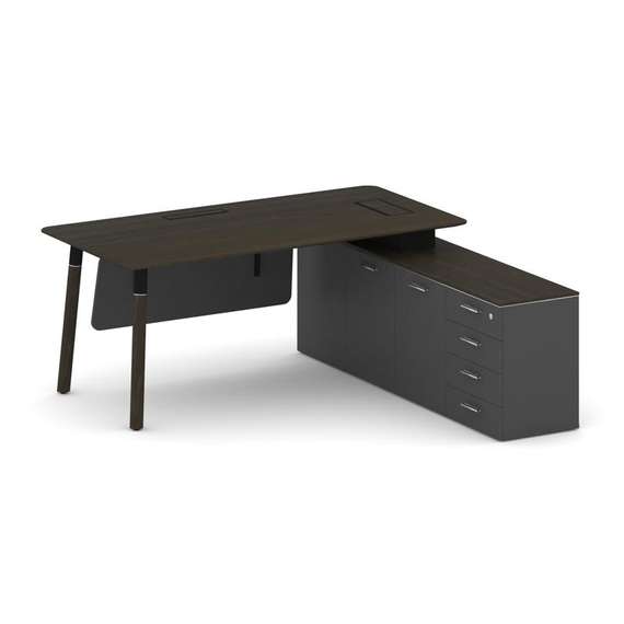 Fresco Стол руководителя FR.SR-18 (R) Дуб Темный/Базальт UM/Металл Черный/Нерж. Сталь 1800*1798*750