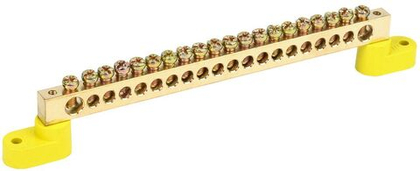 Шина PE "земля" на двух угловых изоляторах ШНИ-8х12-20-У2-Ж IEK