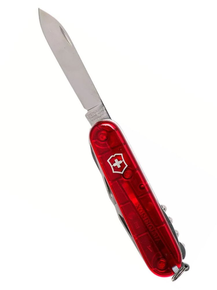 Нож перочинный VICTORINOX Huntsman, 91 мм, 15 функций, полупрозрачный красный