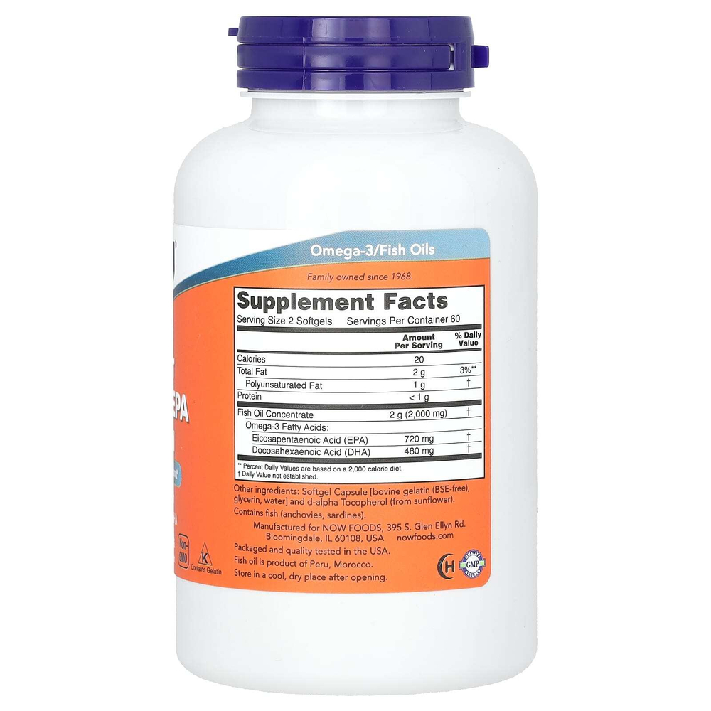 NOW Foods, Super Omega, рыбий жир с ЭПК, 120 капсул