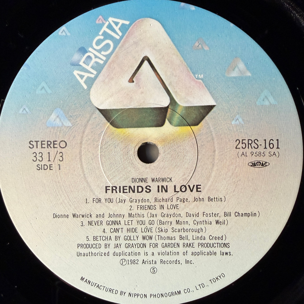 Dionne Warwick ‎– Friends In Love (Япония 1982г.) Т