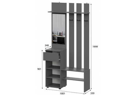 Прихожая Woodville Сибити графит серый  1