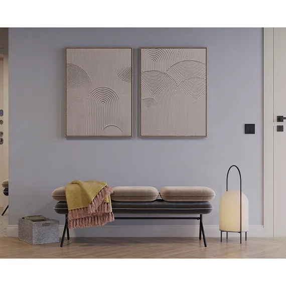 Банкетка Pea, велюр, бежевая/темно-серая