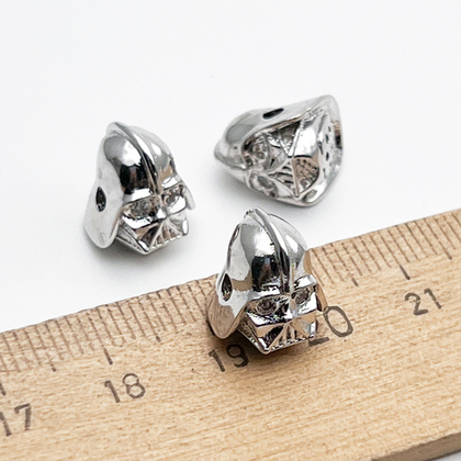 Бусина Дарт, цвет серебро (родий), фианиты, размер 11,5 мм, цена за 1 шт