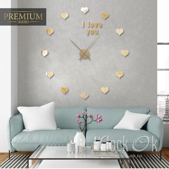 Настенные 3D часы I love you