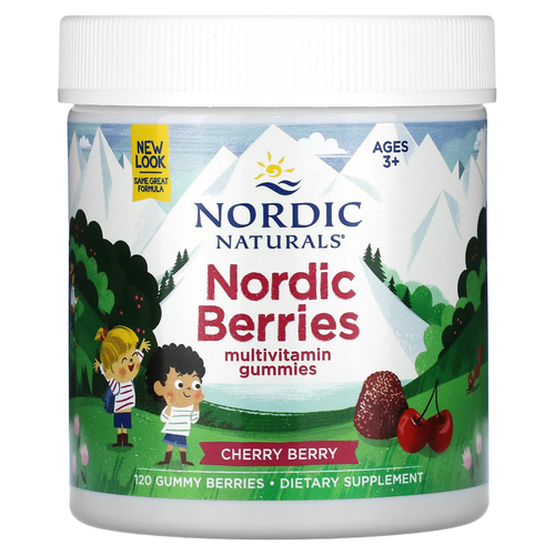 Nordic Naturals, мультивитамины Nordic Berries, для детей от 3 лет, со вкусом вишни и ягод, 120 жевательных таблеток