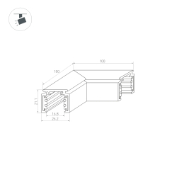 Коннектор угловой MAG-ORIENT-CON-2620-L90 (BK) (Arlight, IP20 Металл, 3 года) 036020
