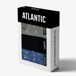 Мужские трусы боксеры (светлый хакки + черный + голубой) набор 3 в1 ATLANTIC Cool 3MH-188