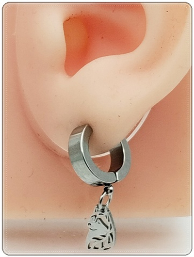 Серьга (1шт) "ВОЛК" для пирсинга уха. Медсталь.