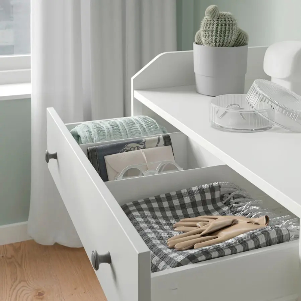 Комод с 3 ящиками/полкой - IKEA HAUGA, 70x116 см, белый ХАУГА ИКЕА