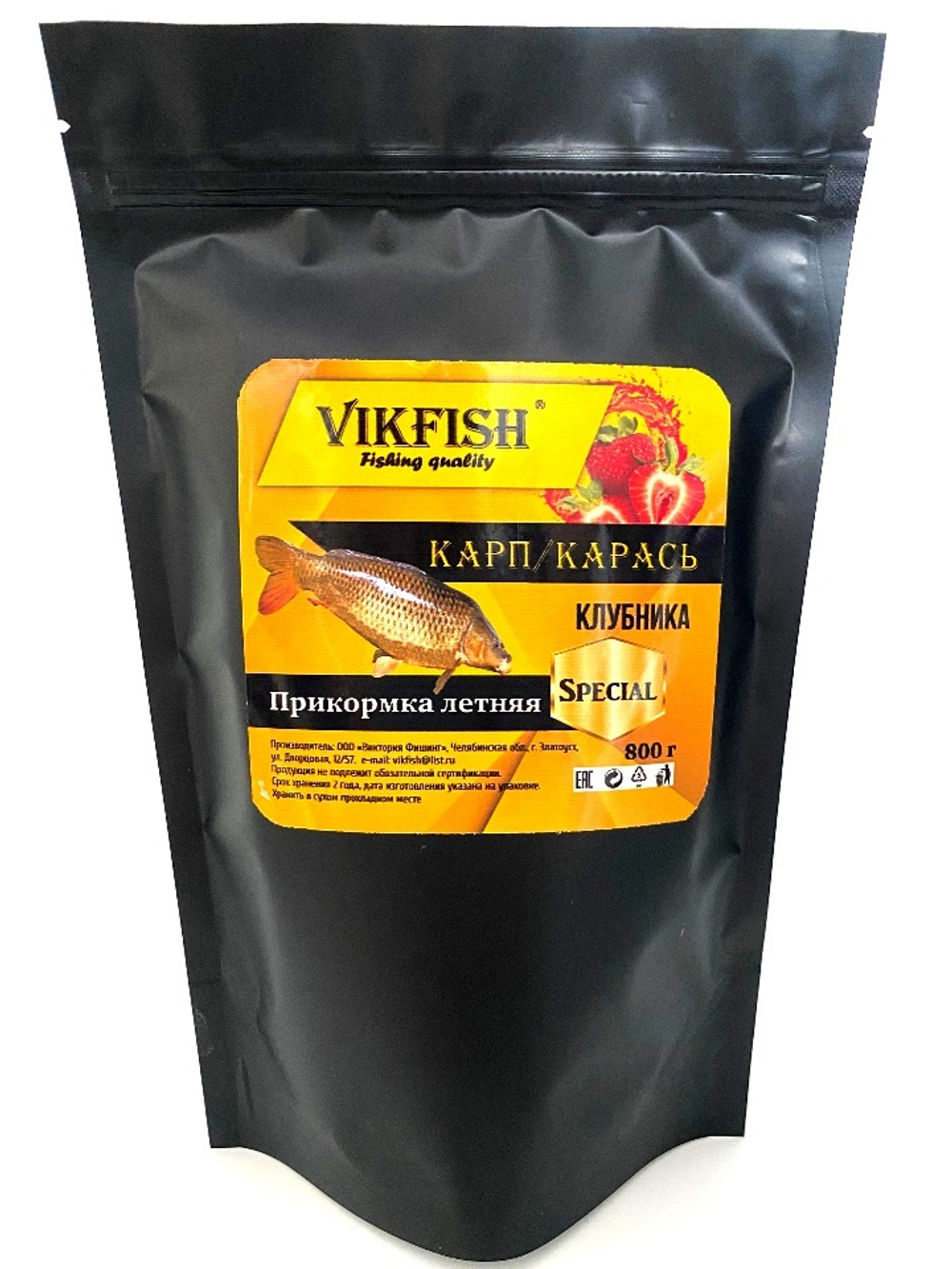 Прикормка VIKFISH Special  Летняя (Карп/карась клубника) 800гр.