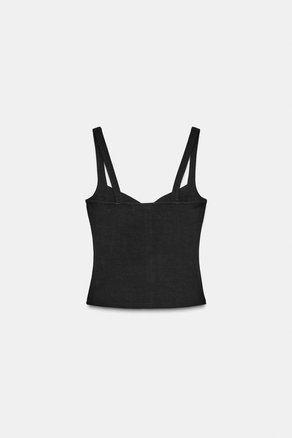 ZARA ТОП С ВЫРЕЗОМ СЕРДЕЧКОМ И ПУГОВИЦАМИ, ЧЕРНЫЙ