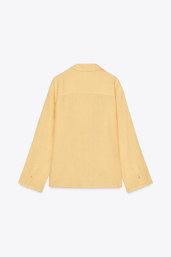 ZARA РУБАШКА ИЗ 100% ЛЬНА — ZW COLLECTION, ПАСТЕЛЬНО-ЖЕЛТЫЙ