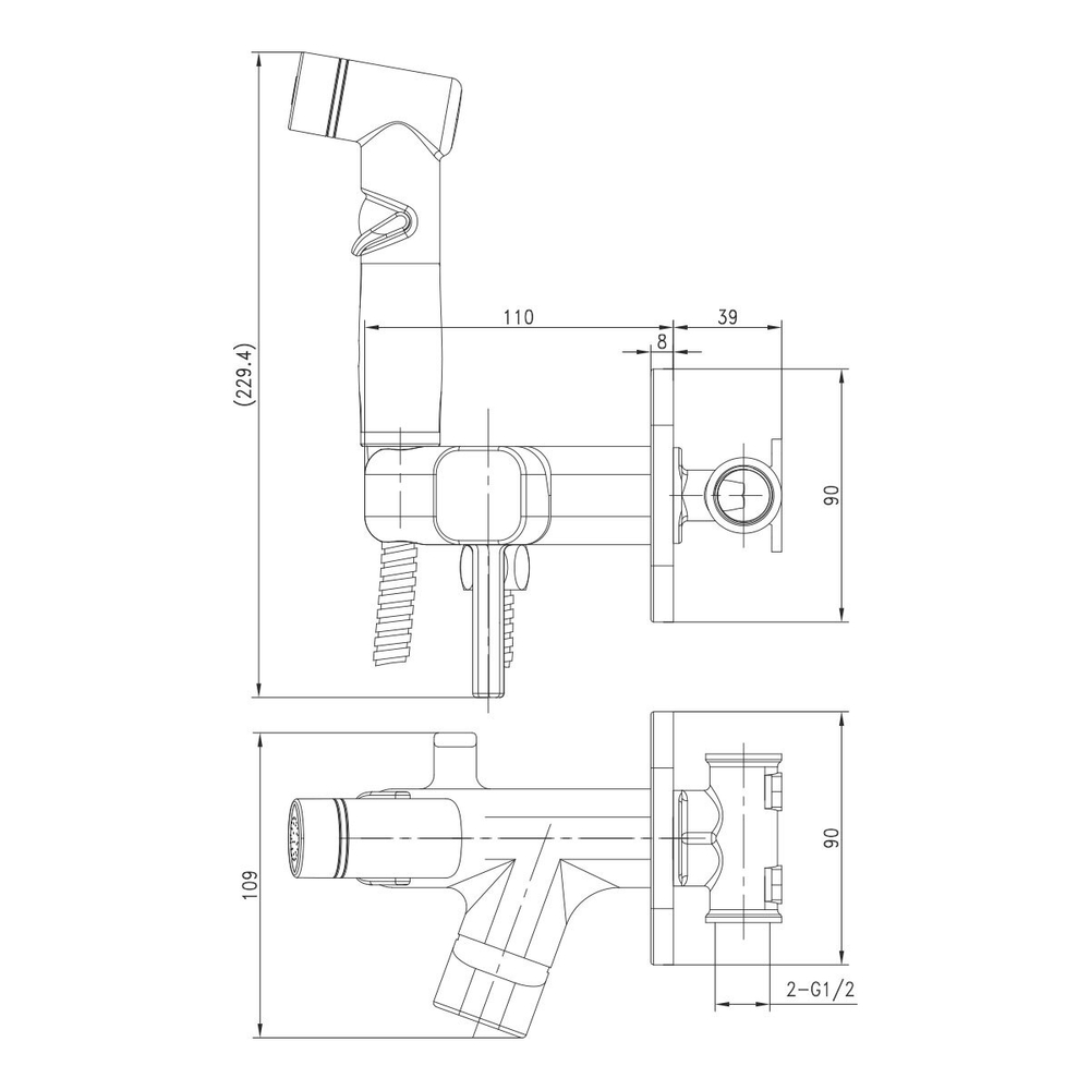 Смеситель Lemark Solo LM7165GM с гигиеническим душем, встраиваемый