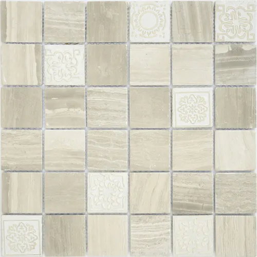 Мозаика из натурального камня Art Travertino Silver MAT 48x48x8 Art Stone серый серебро