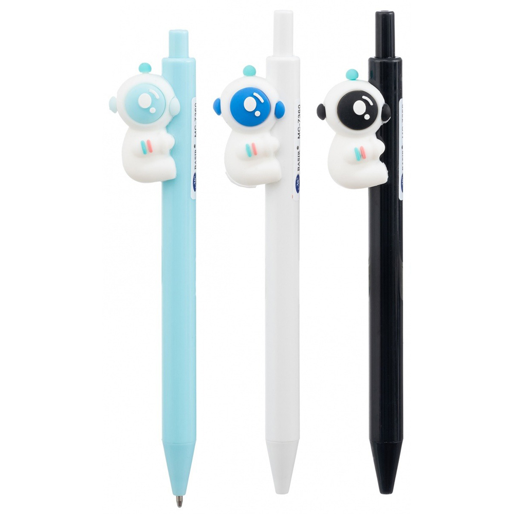 Ручка шариковая, автоматическая, Basir, синие чернила, серия "КОСМОНАВТ", с фигуркой на корпусе, 36 шт