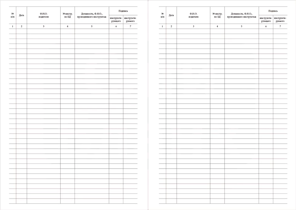 Журнал проведения предрейсового инструктажа с водительским составом по БД 60 страниц мягкая обложка
