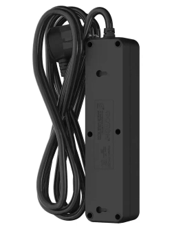 Удлинитель сетевой для розетки ФОТОН 16А 5 метров 3 розетки с выключателем с заземлением черный, ГОСТ