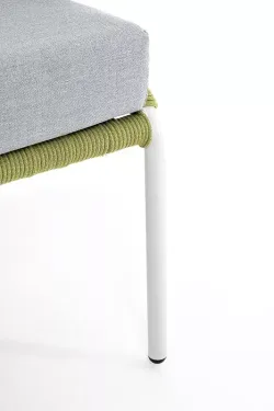 "Милан" диван 2-местный плетеный из роупа, каркас алюминий светло-серый (RAL7035) муар, роуп салатовый меланж круглый, ткань светло-серая