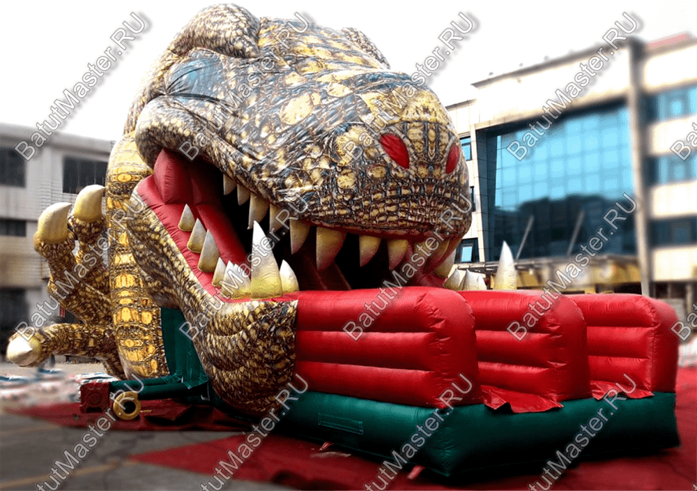 Коммерческий надувной батут "Клыкастый динозавр", 11*9*8 м