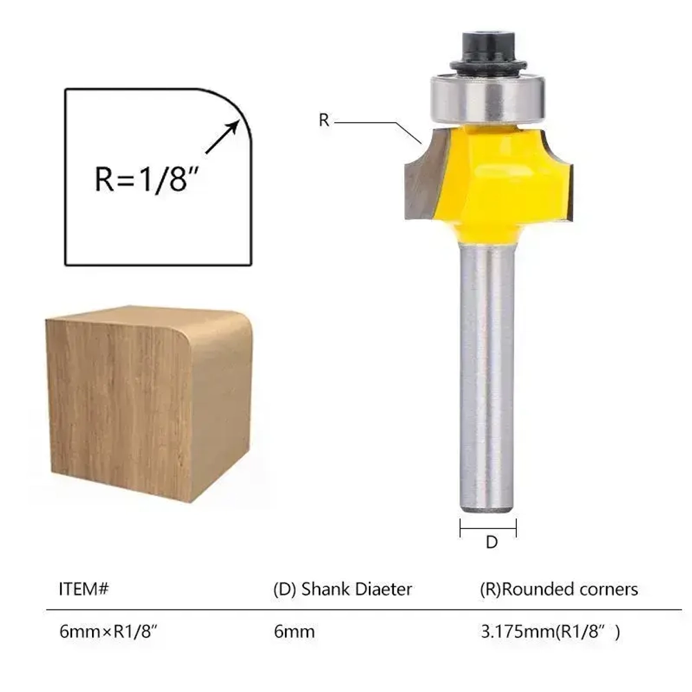 Фреза кромочная калевочная XCAN, с нижним подшипником, 6хR3,175 мм