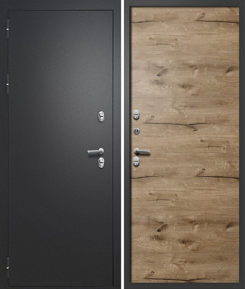 Входная дверь FlyDoors Айварс ТЕРМО ПАЦИФИК Чёрный букле - Канадский дуб пацифик