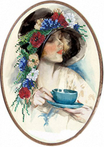 Тема: Люди¶Техника: Частичная вышивка бисером¶Размер: 13,5х20 см¶Основа: Ткань (хлопко-льняная) с на