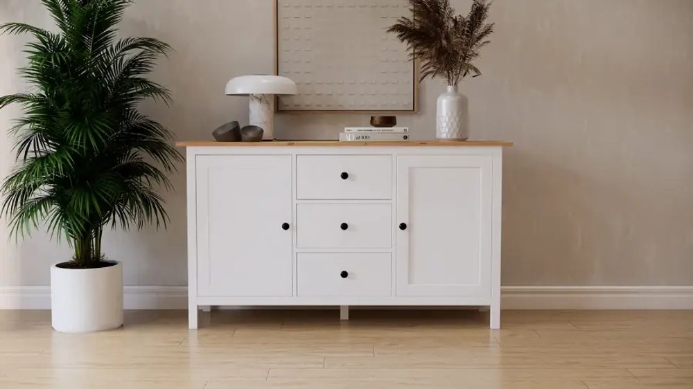 Сервант - аналог IKEA HEMNES / ХЕМНЭС/ ХЕМНЕС / КЫМОР / ИКЕА 157х89х47 см, белый/светло коричневый