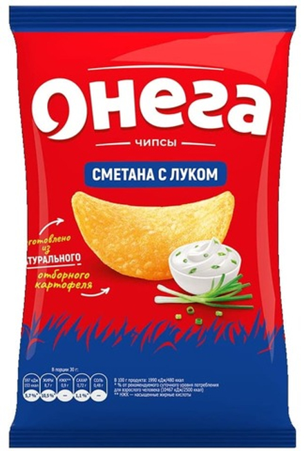 Чипсы "Онега" 120г. со вкусом сметаны и лука