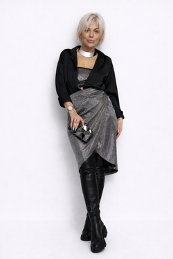 Юбка с запахом Миди Металл