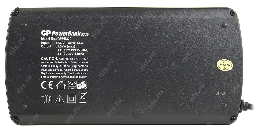 Зарядное уст-во GP &lt;GPPB320GS-2CR1&gt; PowerBank (NiMh, AA/AAA/D/C/9V)