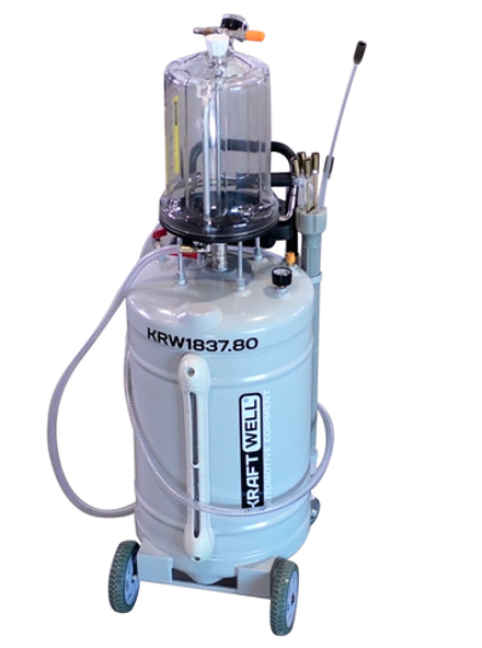 KraftWell KRW1837.80 Установка для откачки масла/антифриза с прозрачной мерной емкостью, мобильная