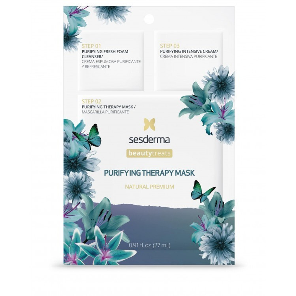 Sesderma Набор масок BEAUTY TREATS PURE "Чистая красота" - Black Pore Mask, Тканевая маска для очищения пор, 1 шт + Purifying Therapy Mask, Трёхступенчатая очищающая маска для лица, 1 шт