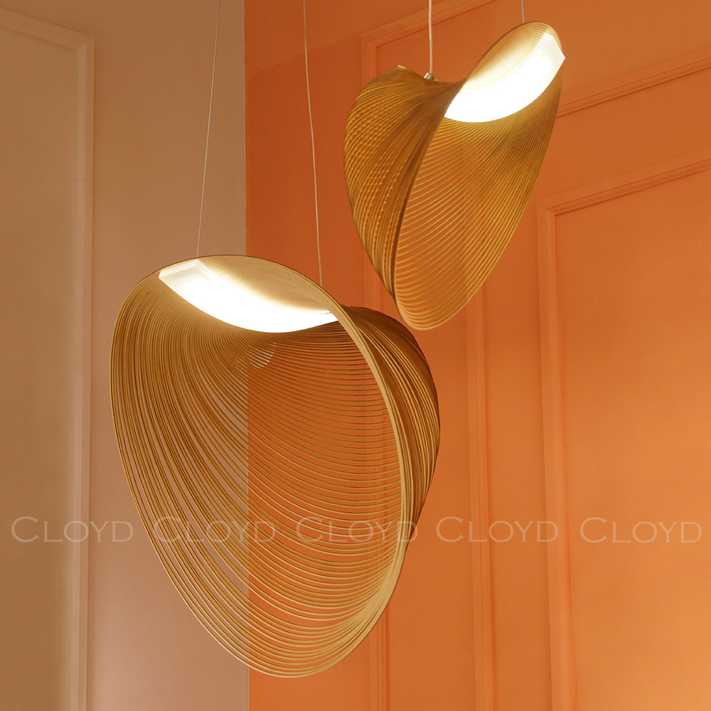 Подвесной светильник Cloyd FUETE P1 / шир. 40 см - дерево - белый (арт.11413)