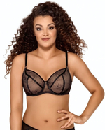 Бюстгальтер с плотными, покрытыми сеткой чашками с геометрическим рисунком (Размер: 95E) (Цвет: черный)