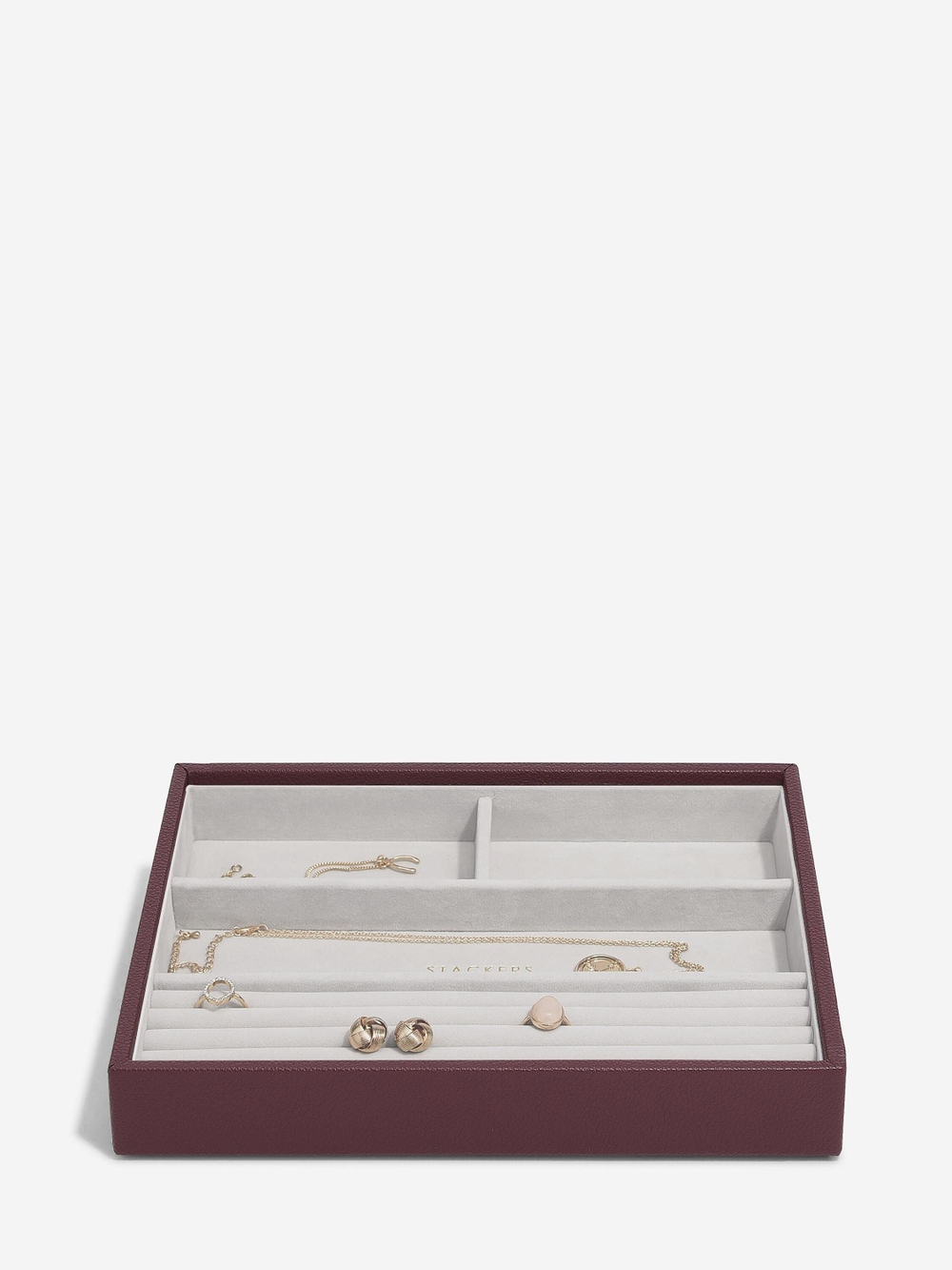 Органайзер для украшений и часов Stackers Classic Jewellery Box, 4 секции - Burgundy (Burgundy / бордовый / Burgundy / 600 / 700 / Органайзер-косметичка с крышкой)