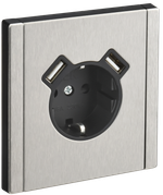 FORTE&PIANO Розетка 1-местная с заземлением с защитными шторками винтовое крепление 16А USB A+A 3,1А FP745M металл никель IEK