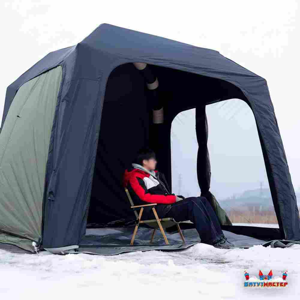 Пневмокаркасная палатка-шатёр «Снежный Очаг» 3×3×2,3 м — из ПВХ, морозостойкая