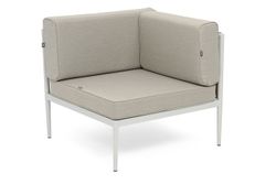 "Касабланка" угловой модуль плетеный из роупа, каркас алюминий светло-серый (RAL7035) муар, роуп серо-коричневый 23мм, ткань бежевая 15052