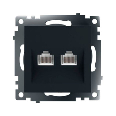 Розетка компьютерная 2-местная RJ-45 (механизм) ,STEKKER ,GLS00-7109-05, серия Катрин, черный 50007