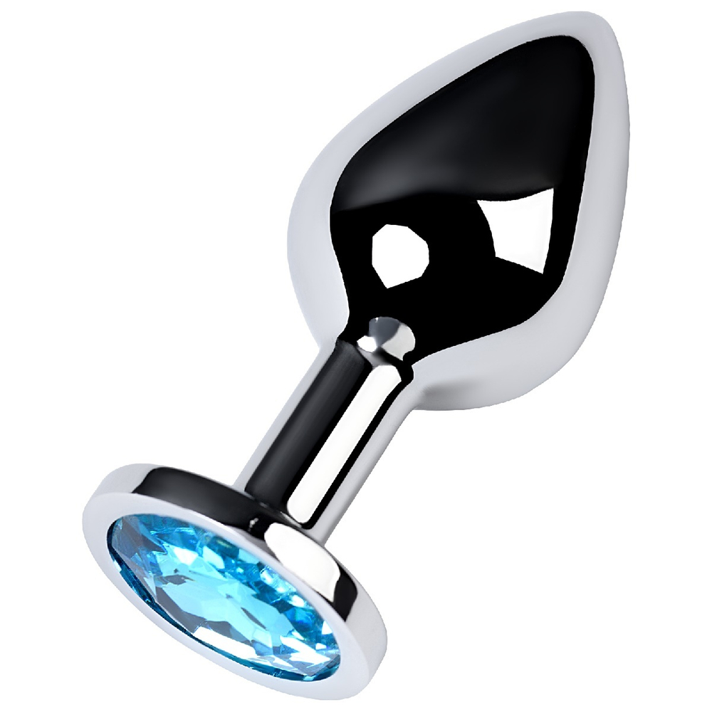 Анальная втулка с кристаллом Medium голубой 8 см