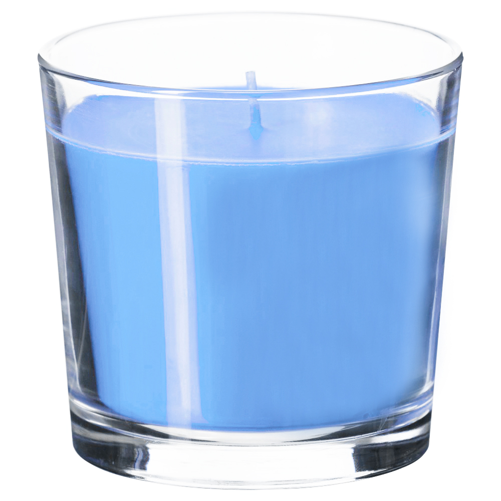 Свеча в стакане голубая / соевый воск / 55 часов горения, 250 мл