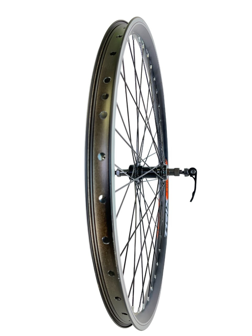 Колесо 26" заднее TRIX, обод алюм., двойной, V-br, под трещотку, эксцентрик, черная, 36H, фрезер.