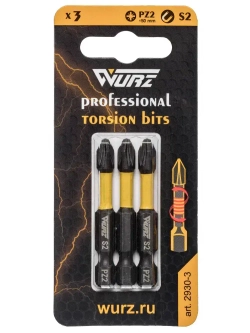Бита PZ2 х 50мм S2 3шт. торсионная намагниченная WURZ 2930-3
