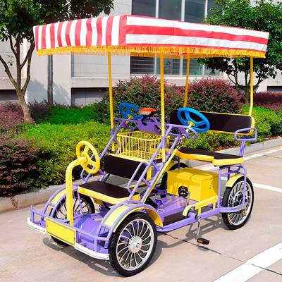 Семейный велосипед, трехместный, бирюзовый