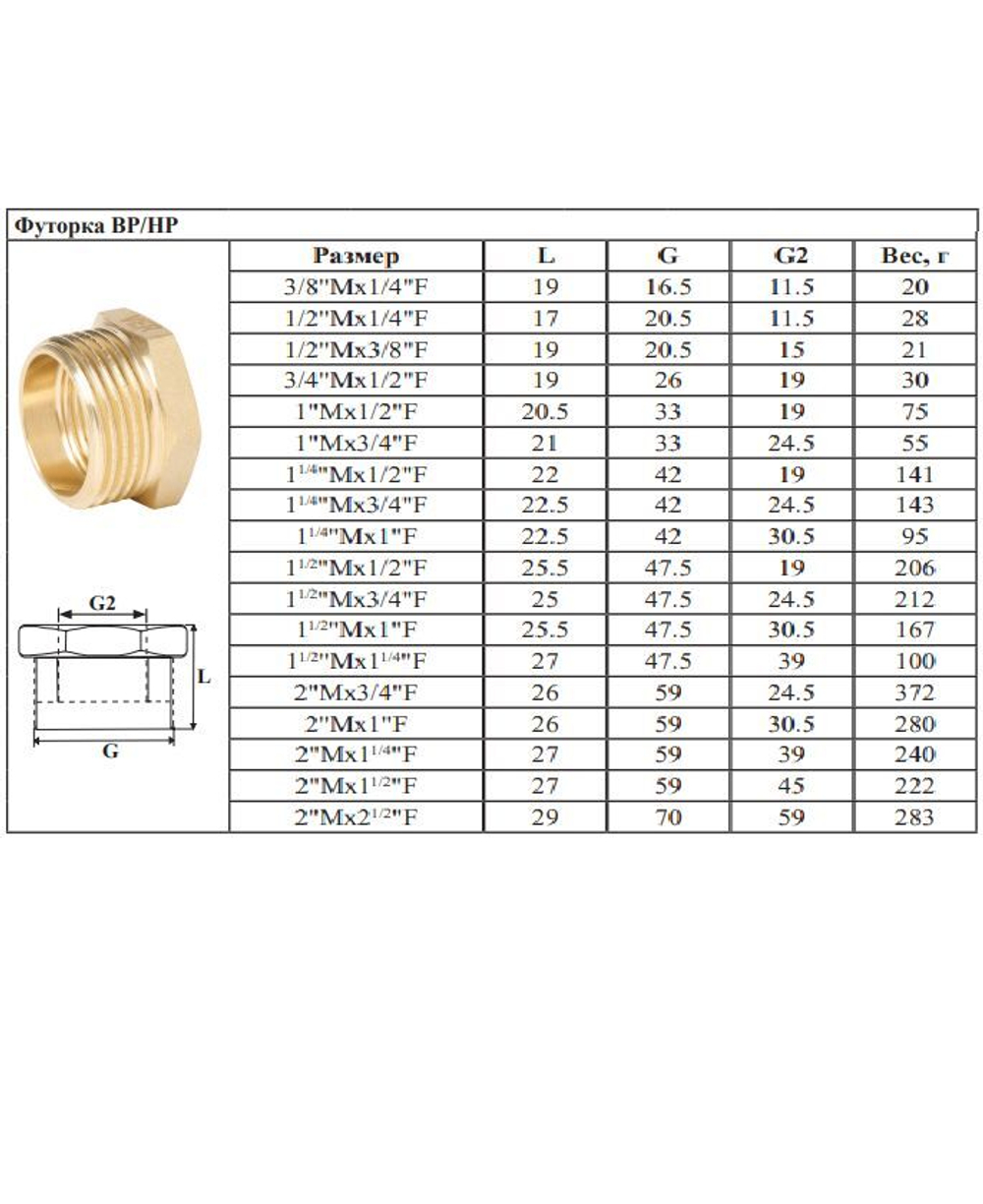 Футорка латун 1" Г. х 1"1/4 Ш. ViEiR (130/5шт)